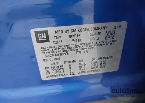 2017 Buick Encore Preferred Ii z USA, uszkodzony, nr VIN KL4CJBSB6HB232990